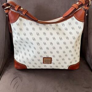 Dooney & Bourke Tan and Cream Italian Leather Shoulder Bag